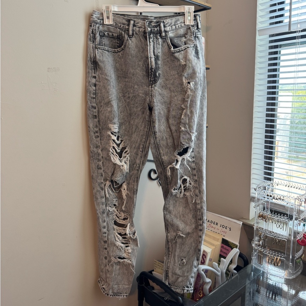 Distressed Gray Jeans